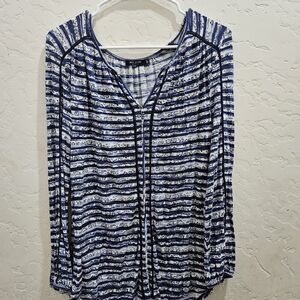 Max Jeans Navy and White Button Down Shirt